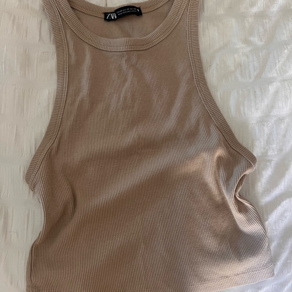 Zara Beige Ribbed Tank Top - Picture 2 of 2